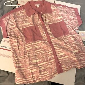 Blush Pink Floral/Striped LuLaRoe Amy Dolman Blouse - NWT XXS (Oversized)